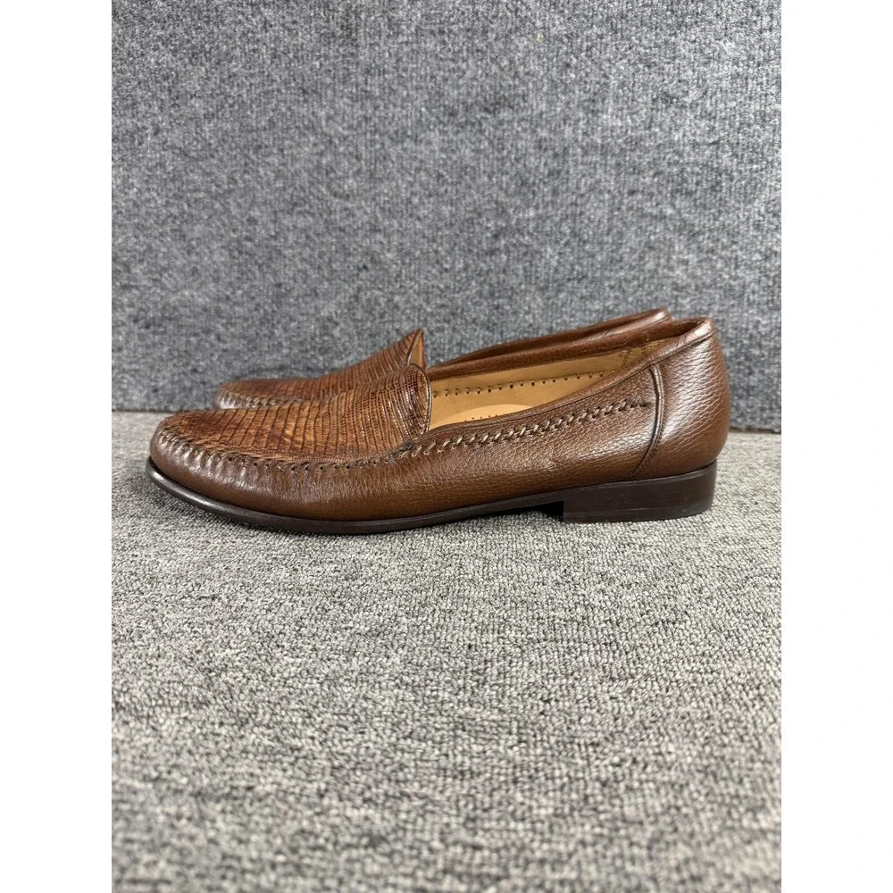 Alan Payne Shoes Mens 12 A Brown Genuine Lizard Leather Loafer Slip On Dress